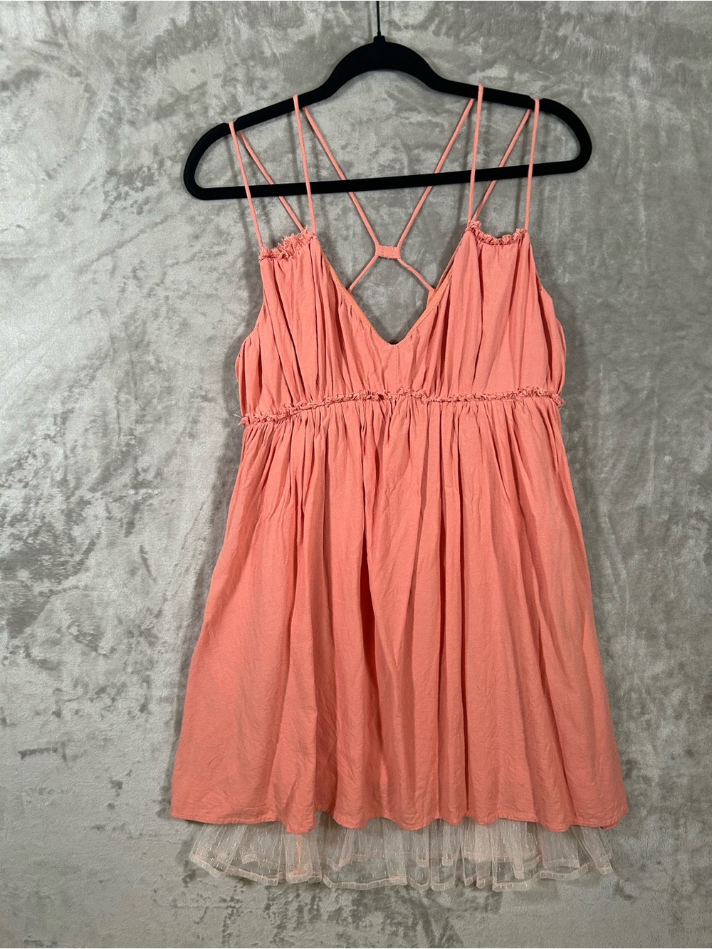 Paper Crane Coral-Orange V-Neck Dress